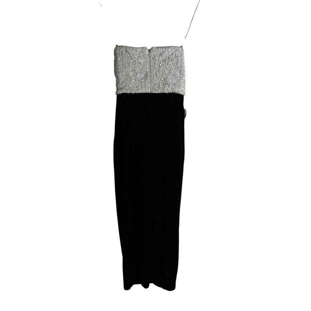 Badgley Mischka White Rose Black Velvet Two-Tone Strapless Cocktail Dress 0 - Picture 12 of 13